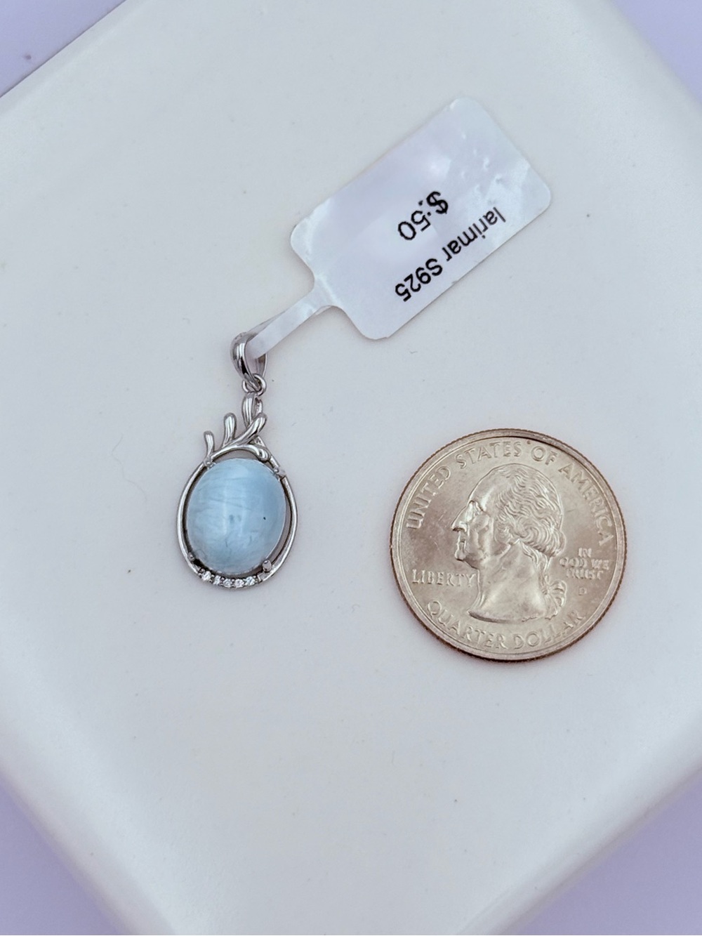 Genuine Larimar Sterling Silver 925 Pendant - Ocean Blue - NWT - Picture 3 of 7